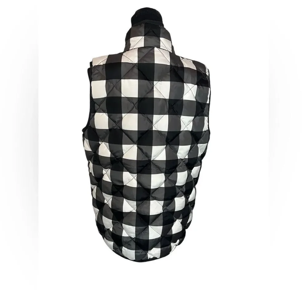 WOOLRICH QUILTED BLACK/WHITE PLAID‎ WINTER CASUAL PUFFER VEST WOMENS SIZE XL